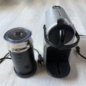 Nespresso Espresso Machine and Aeroccino Milk Frother - Silver & Black